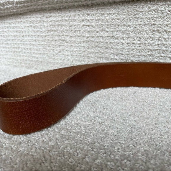 Genuine Leather Brown Substantial Brushed Silver Men's Size 44" Waist Belt - Picture 10 of 12